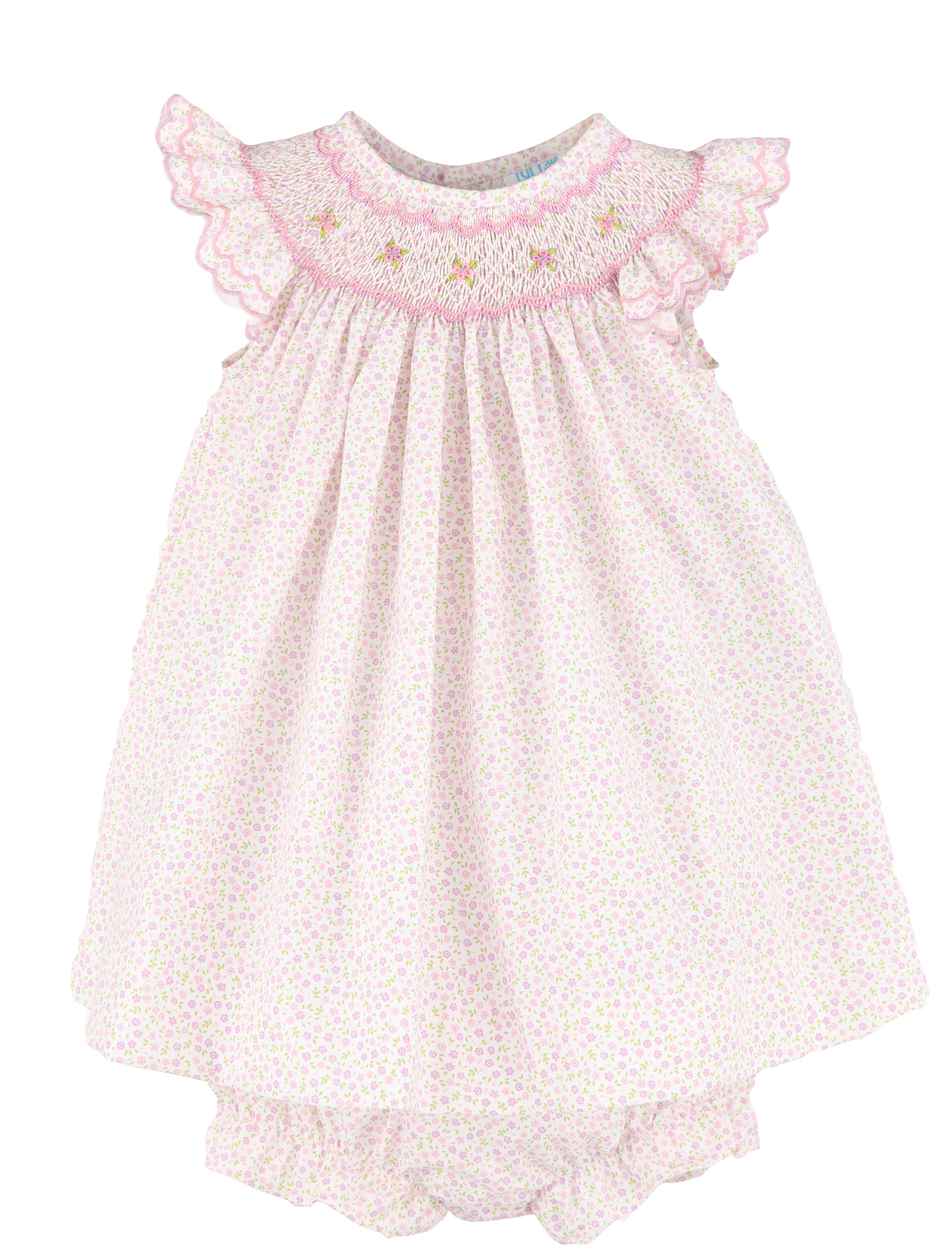 Luli & Me Miniflowers Feston Bishop Dress 26SL51-PK