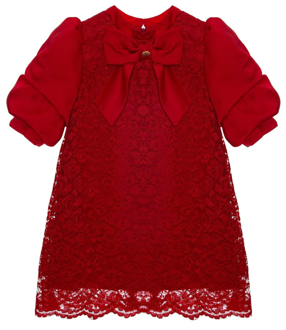 Patachou-Girls Red Satin & Lace Dress Patachou-Girls Red Satin & Lace Dress