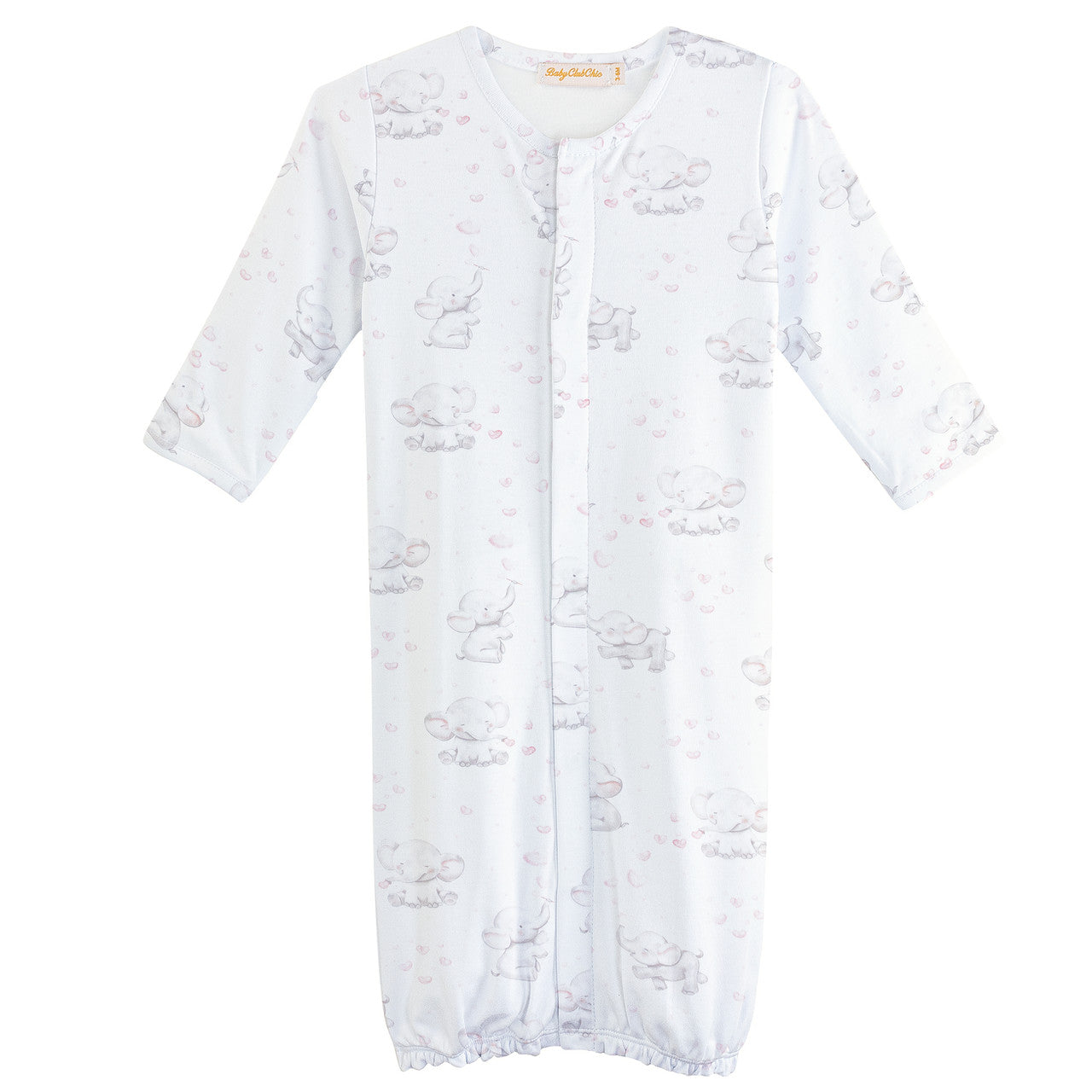 Baby Club Chick Convertible Sleeping Gown - Bubbly Elephant Pink