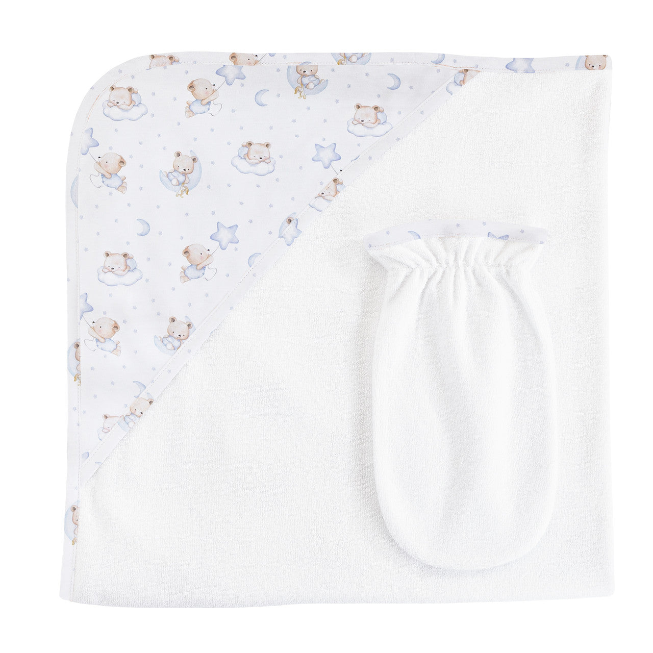 Baby Club Chic Hooded Towel & Mitt - Sleep Tight Bear Blue