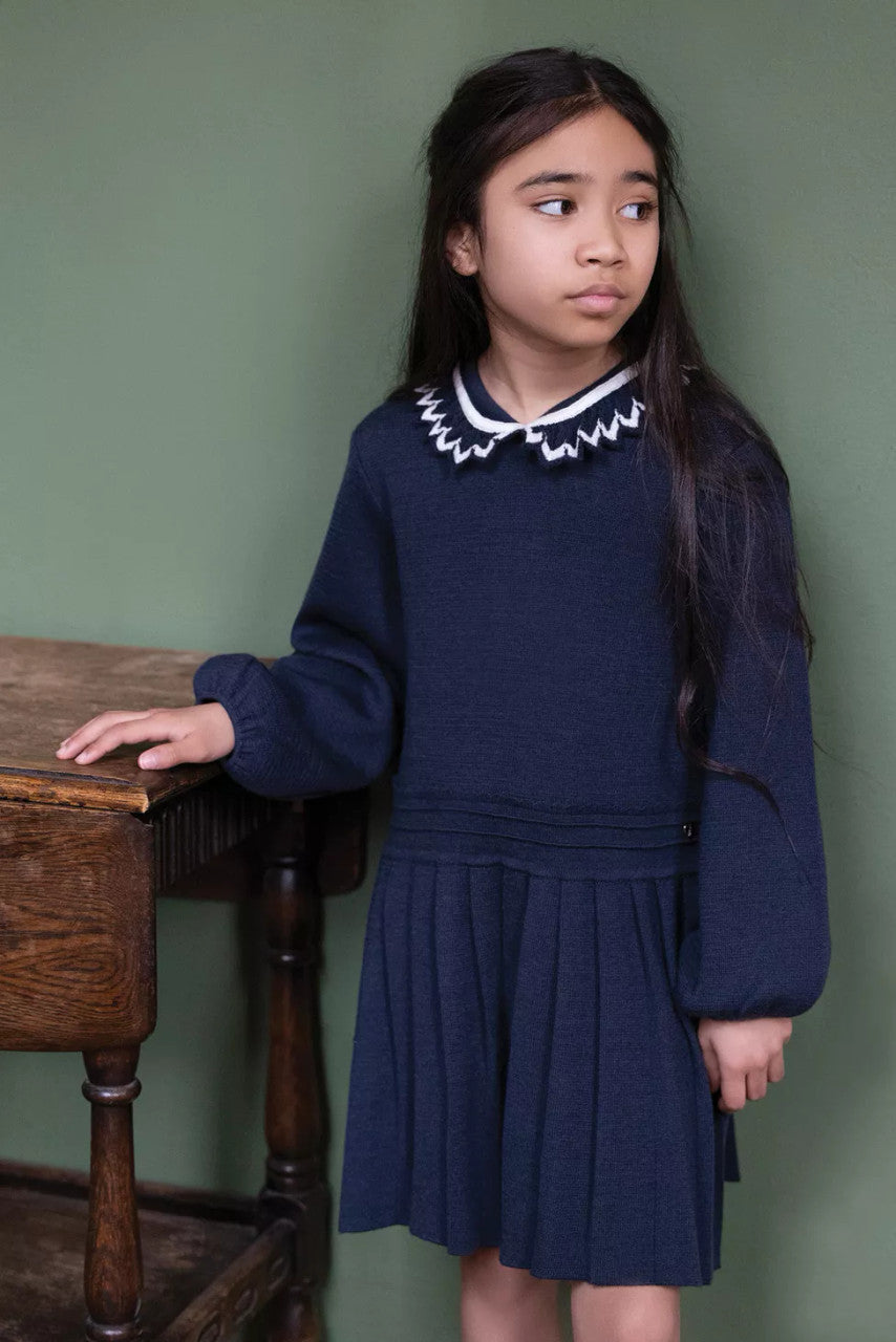 Tartine et Chocolat - Dress - Navy Collar Elegant Tartine et Chocolat - Dress - Navy Collar Elegant