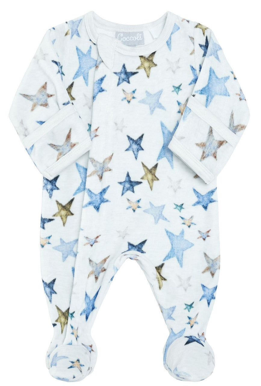 COCCOLI Baby Boys Velour Stars Footie PZV5582