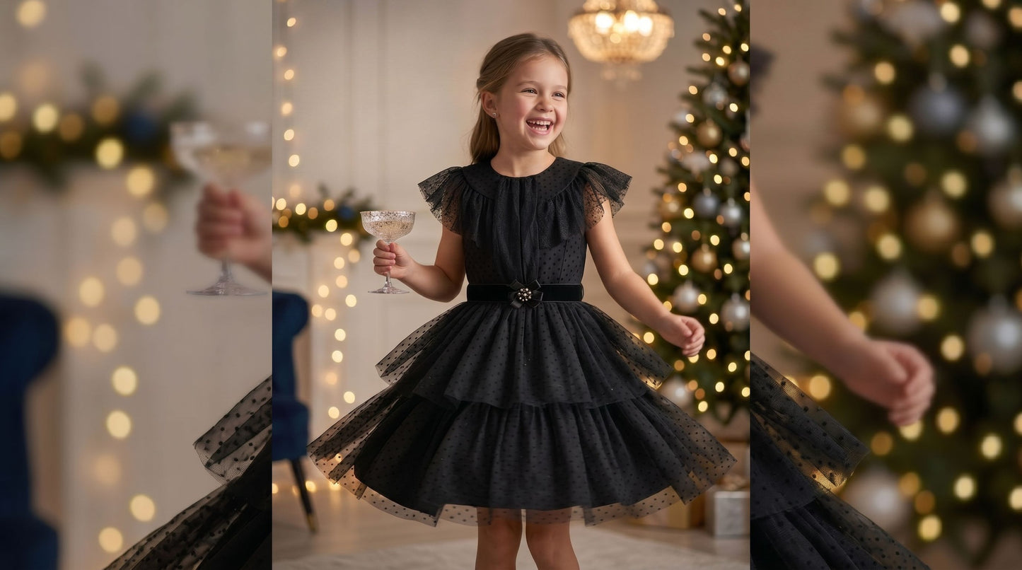 Naida Girls Black Dress NAAB215