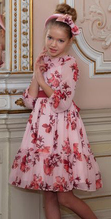 ladies pink floral dress Spring Maxi | Blush A-line Gown | Ruffle Shoulder Elegant Day Dress | Boho Chiffon Picnic Outfit for Spring & Summer It's Your Time Fuchsia Pink