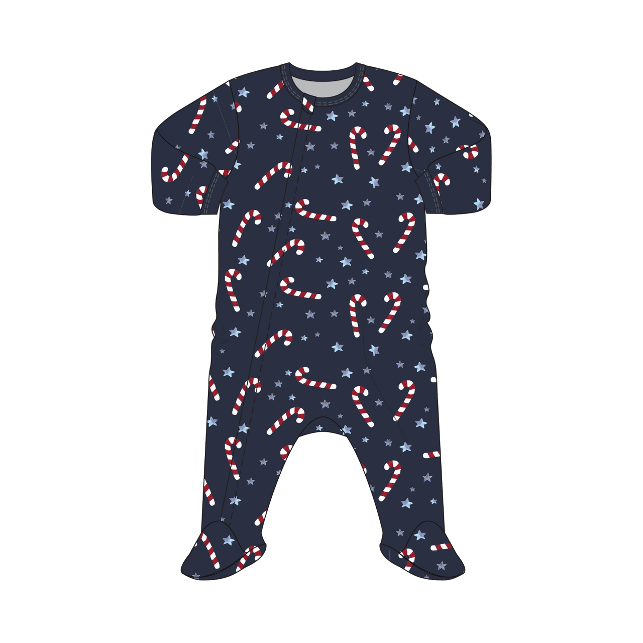 COCCOLI Navy Candy Cane Footie PZM5565
