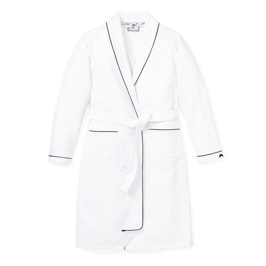 PETITE PLUME White Bathrobe with Navy Piping