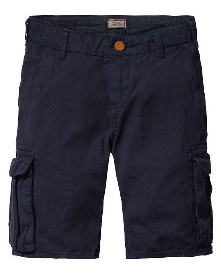 Scotch Shrunk navy cargo shorts.