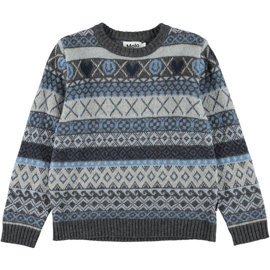 MOLO Barri Sweater - Blue and Grey