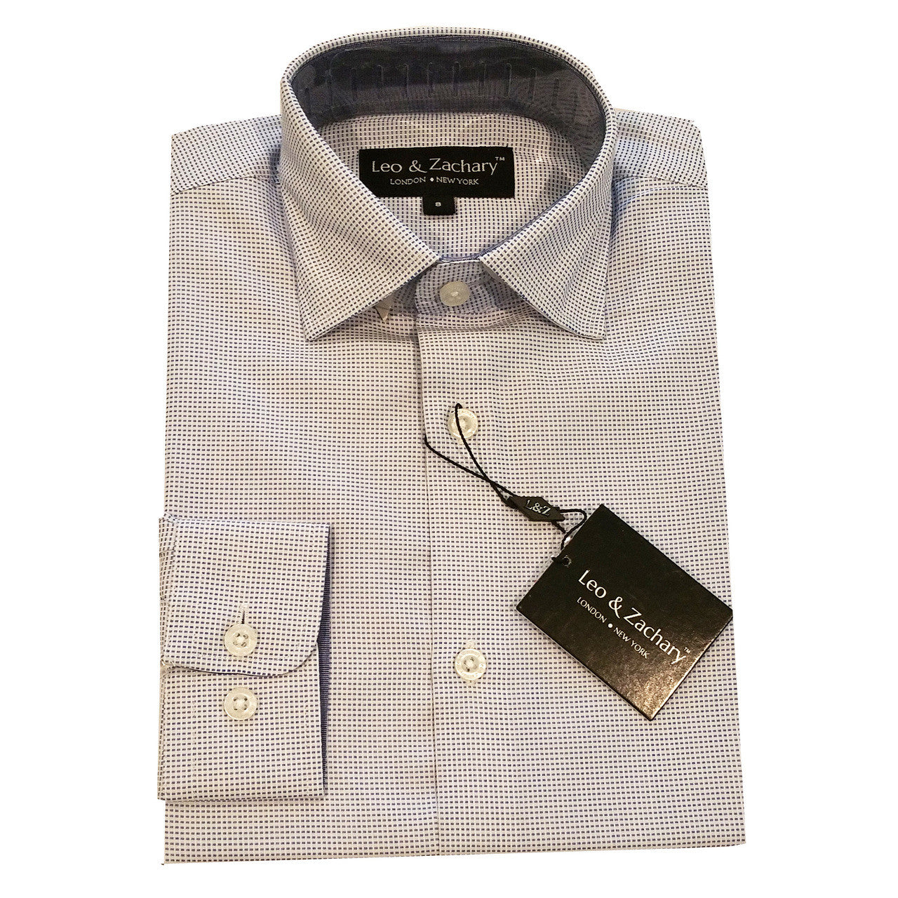 Leo & Zachary Blue Piquet Dress Shirt