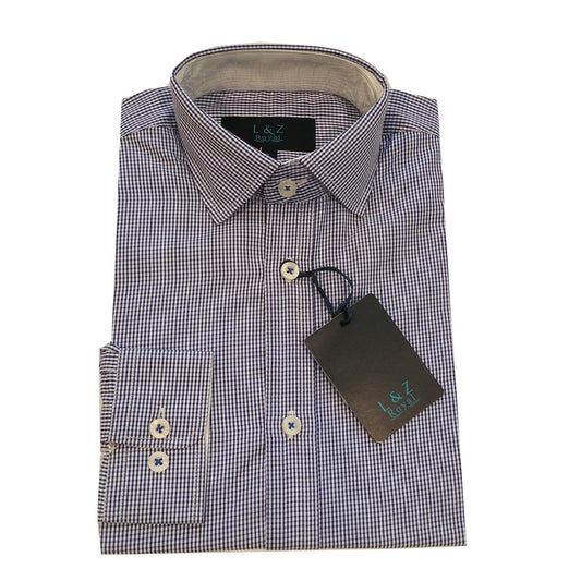 Leo & Zachary Cobalt Check Shirt 