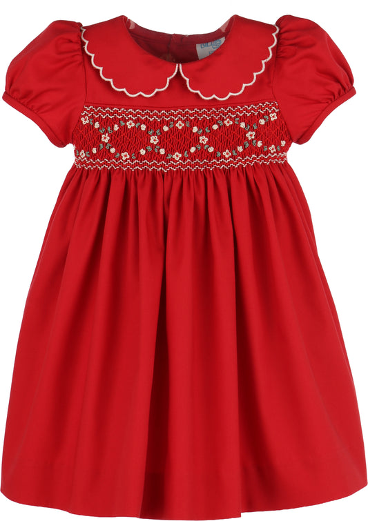 Luli & Me Classic Smock Red Dress 26FLM0503
