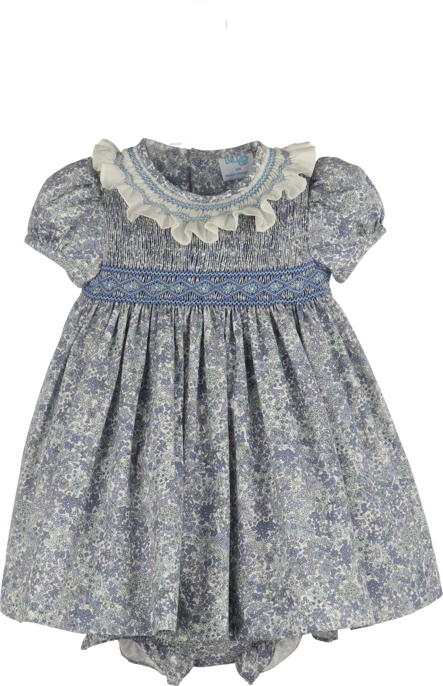 Luli & Me Fall Bloom Smock Blue Dress 26FLM1702
