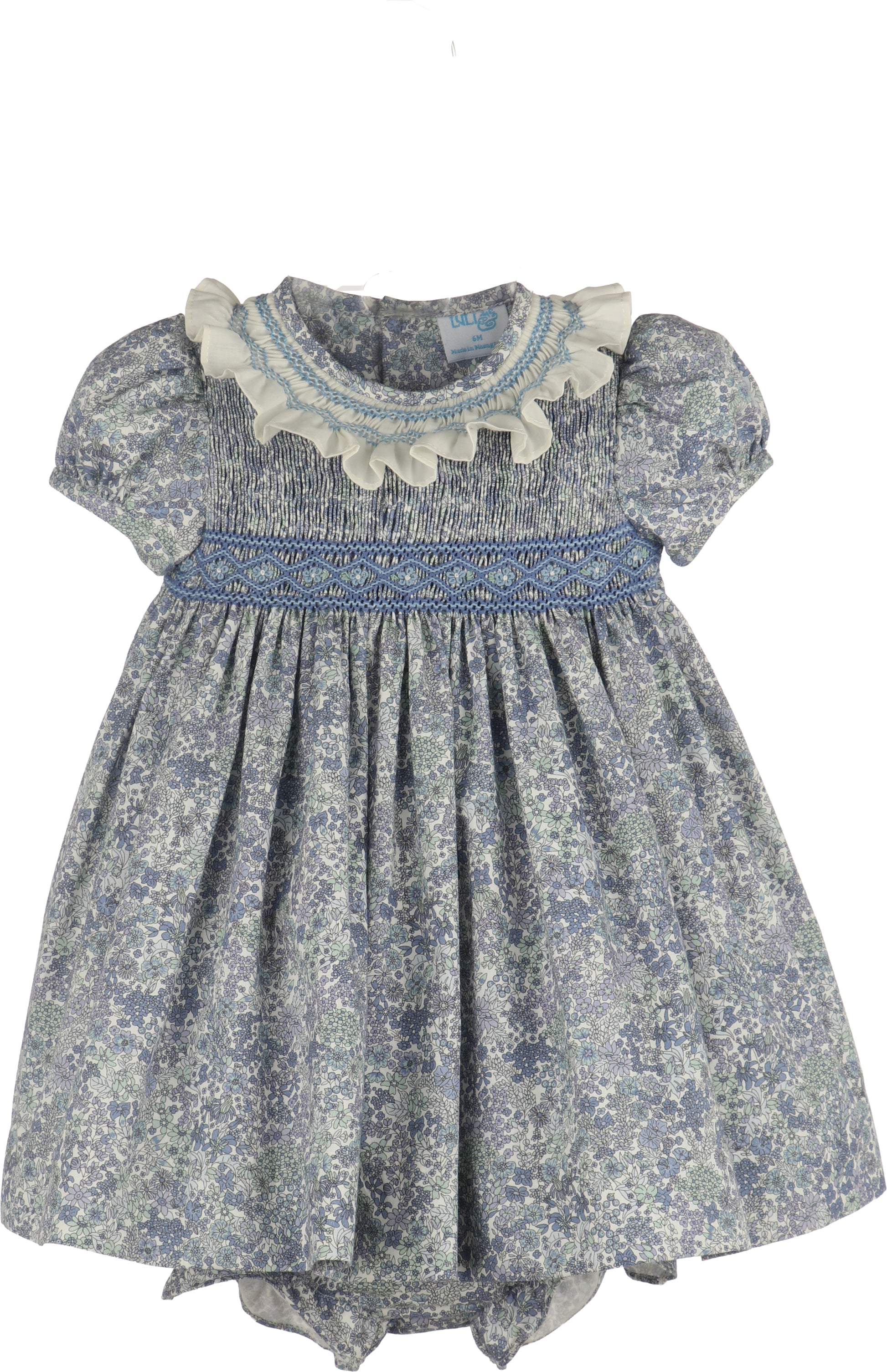 Luli & Me Fall Bloom Smock Blue Dress 26FLM1702