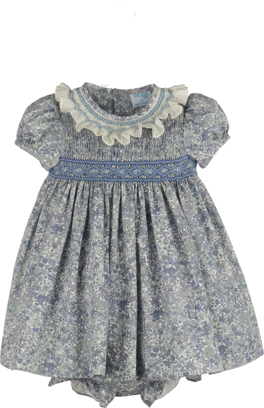 Luli & Me Fall Bloom Smock Blue Dress 26FLM1702