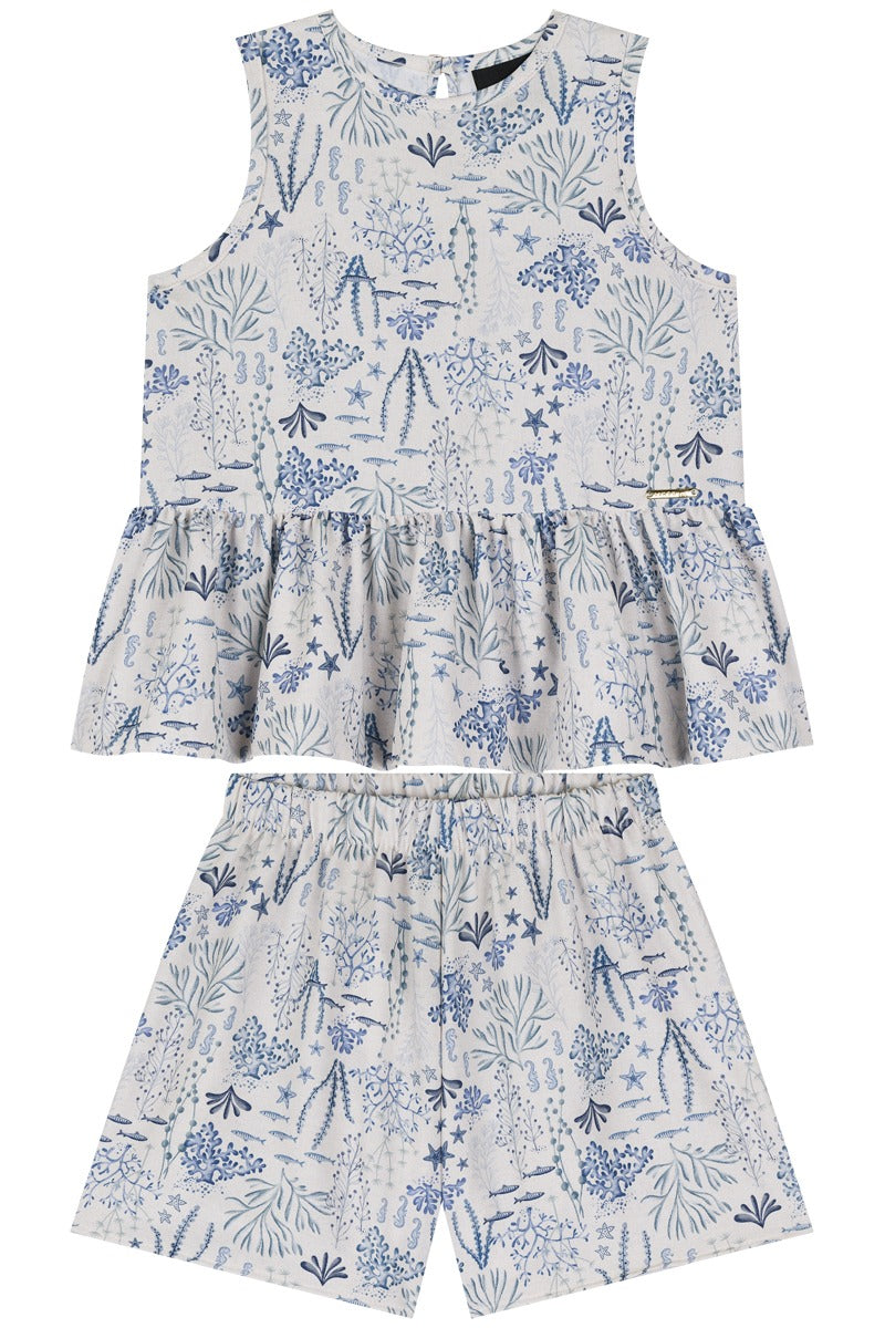 LAMON Girls Coral Top & Shorts Set 70218-AZ0028