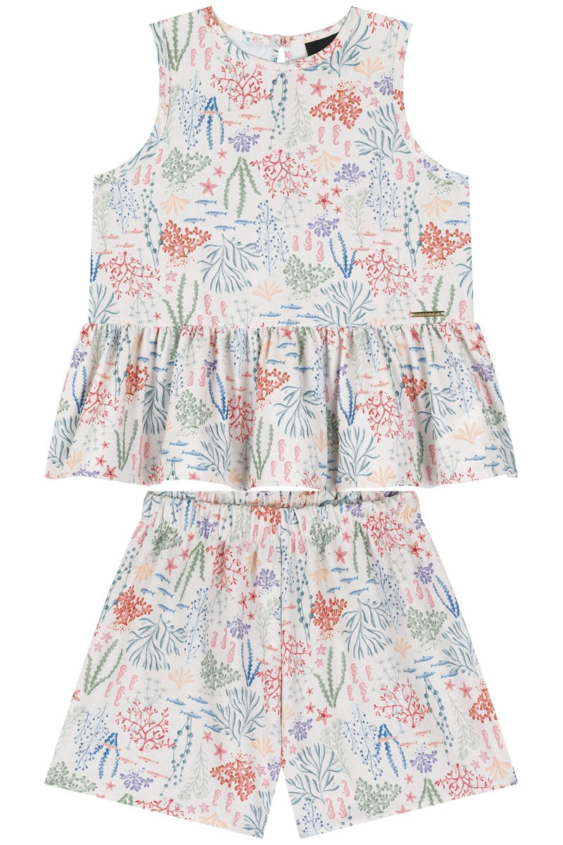 LAMON Girls Coral Top & Shorts Set 70218-VM0085