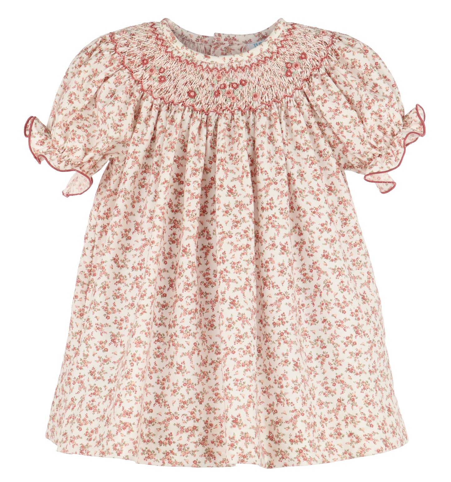 Luli & Me Terracotta Floral Smocked Dress 8810