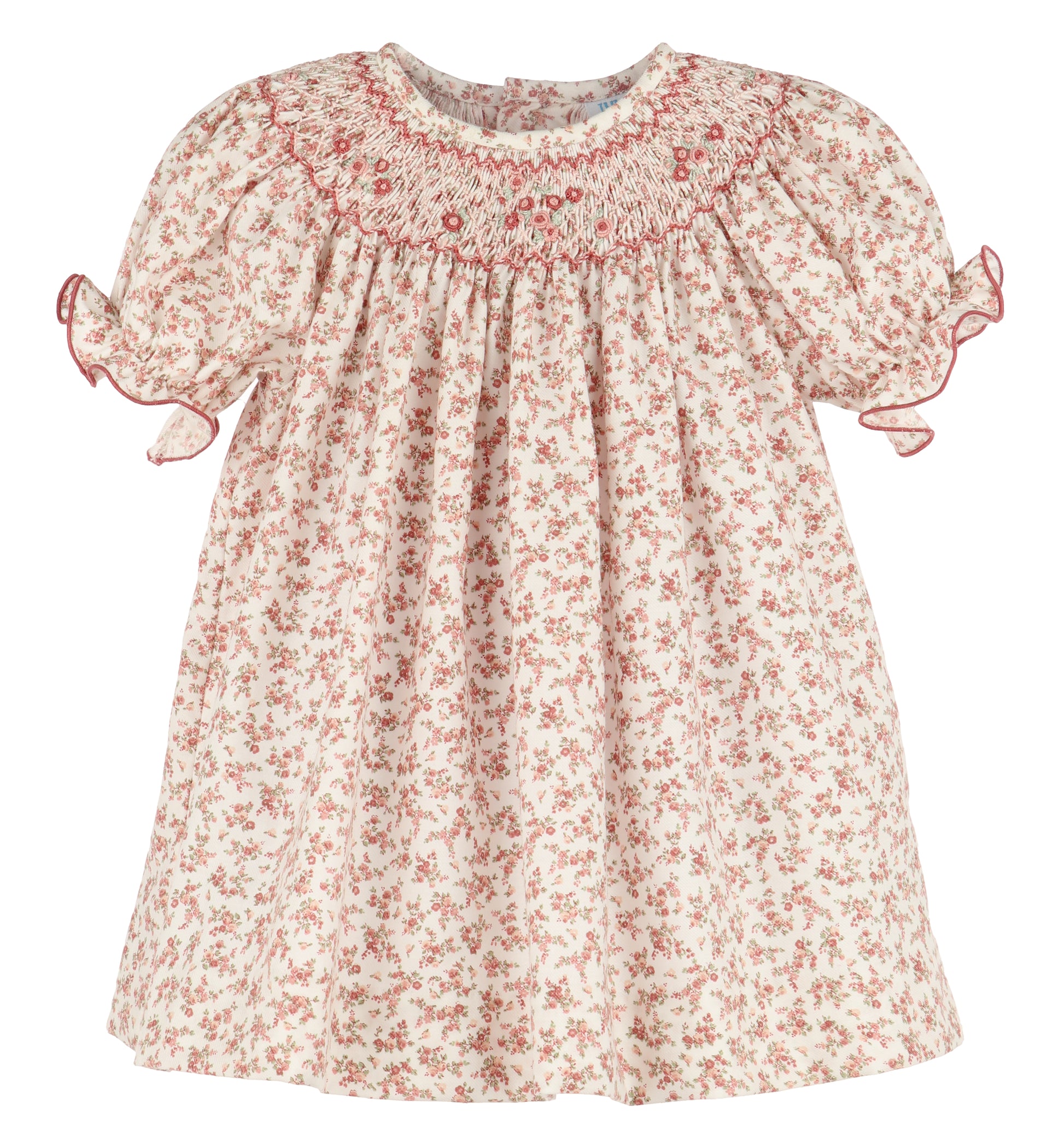 Luli & Me Terracotta Floral Smocked Dress 8810