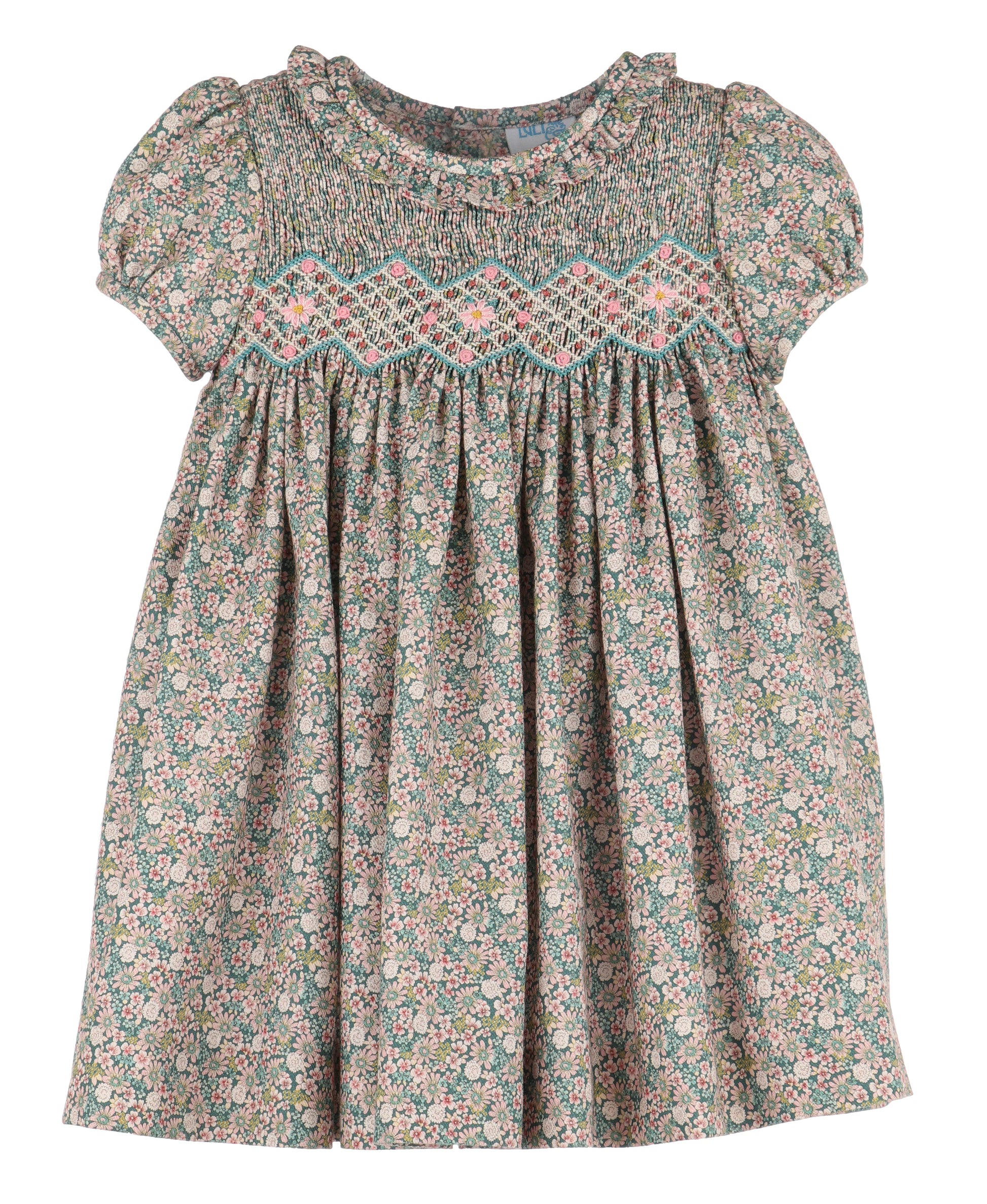 Luli & Me Forest Floral Smocked Dress 8828