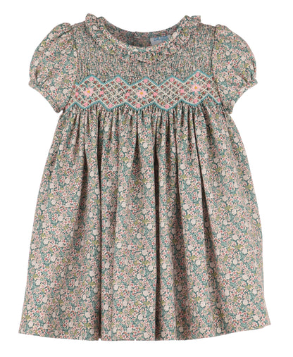 Luli & Me Forest Floral Smocked Dress 8828