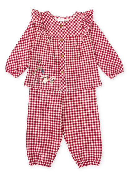 Tutto Piccolo Girls Red Gingham Pajama  8891W24 R00