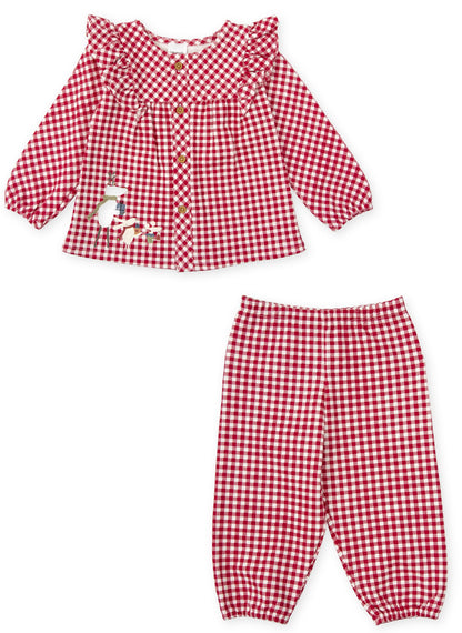 Tutto Piccolo Girls Red Gingham Pajama  8891W24 R00