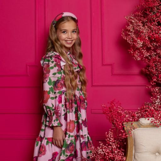patachou pink floral chiffon dress Patachou Girls Pink Floral Chiffon Dress