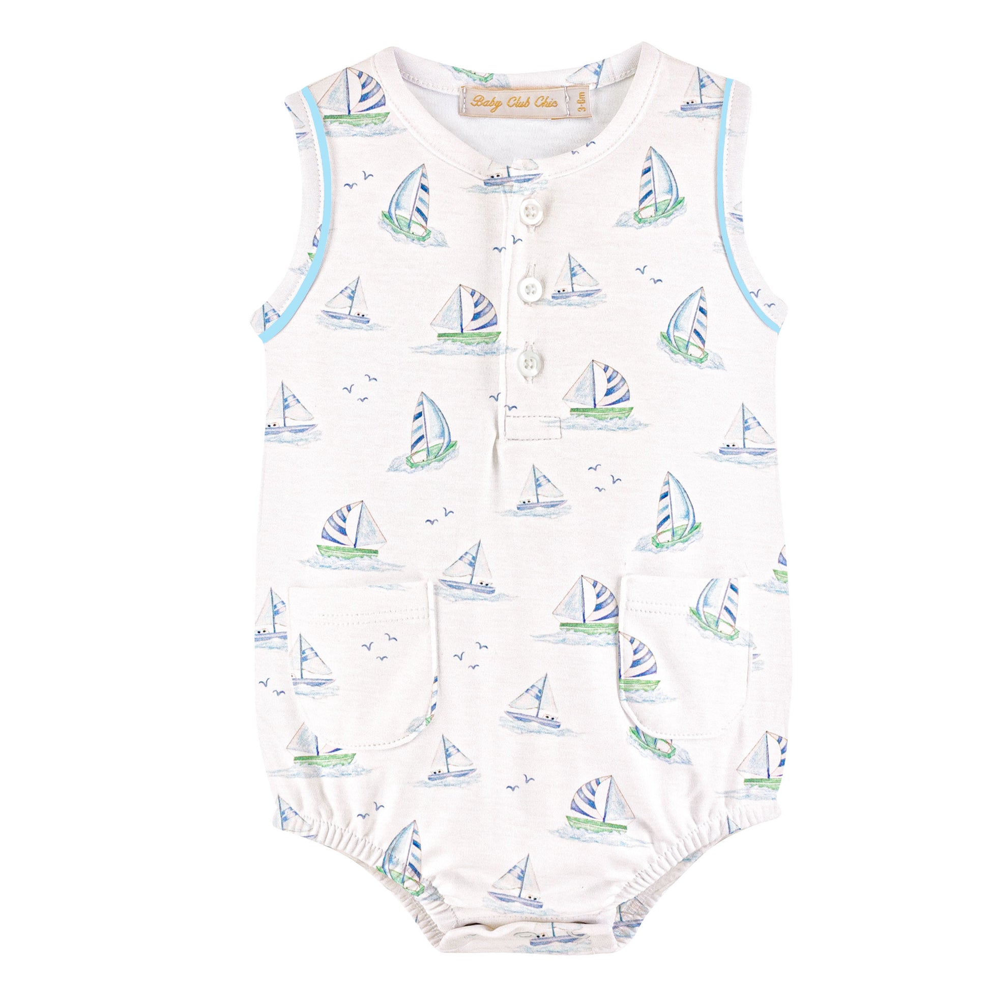 Baby Club Chic Romper - Blue Sails BUB35350