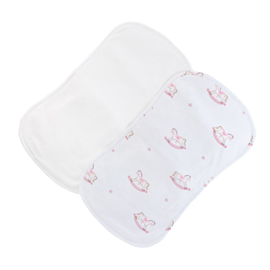 Baby Club Chick Burp Cloth Set - Rocking Horse Pink (BUR01078)