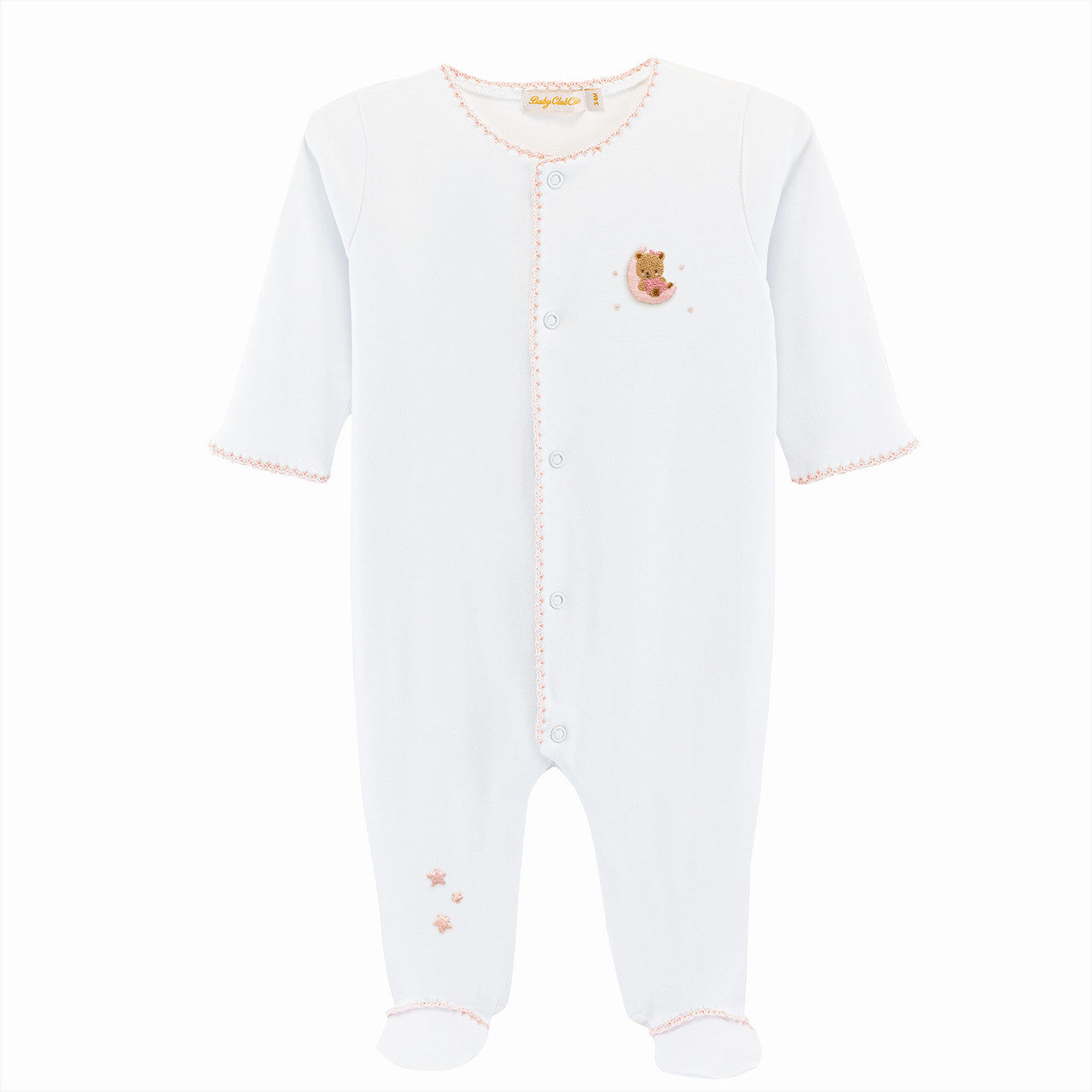 Baby Club Chick Embroidered Footie -Sleep Tight Bear Pink (FOO13084)