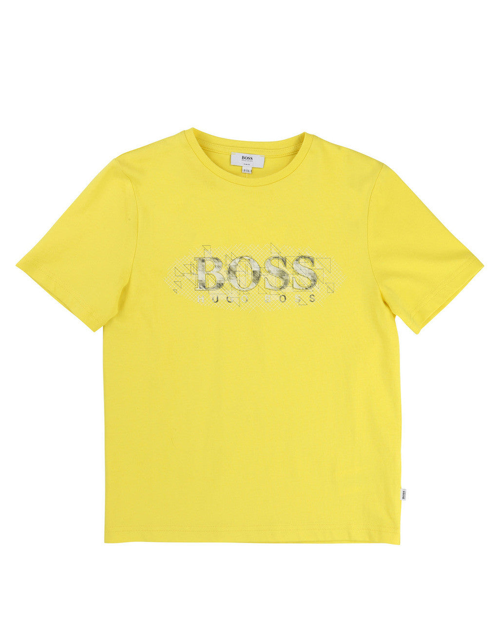 BOSS yellow tee with logo.