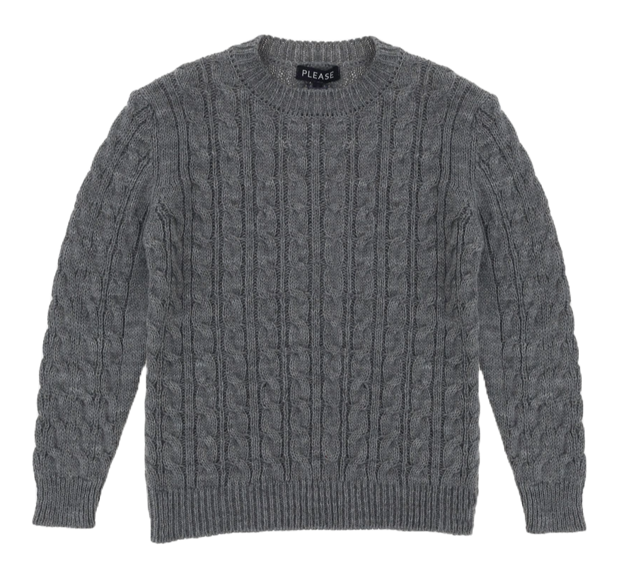 PLEASE Grey Cable Knit Sweater NB83230