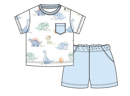 Baby Club Chic top & Shorts - Pastel Dinos SET67349
