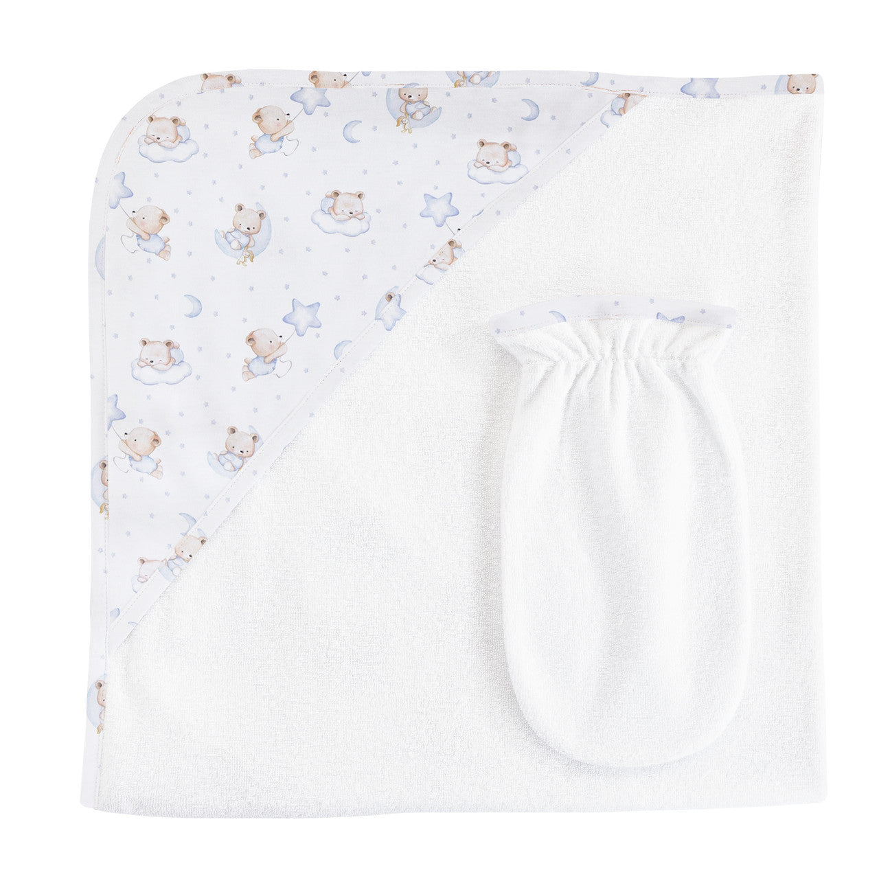 Baby Club Chick Hooded Towel & Mitt - Sleep Tight Bear Blue (TOW04095)