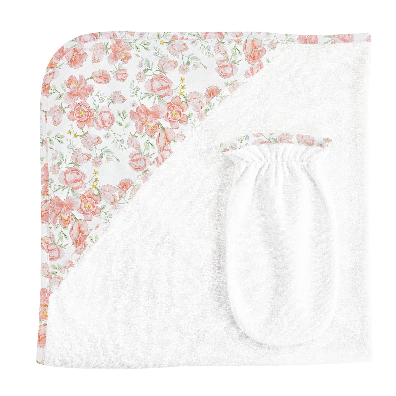 Baby Club Chick Hodded Towel & Mitt - Blossom (TOW04103)