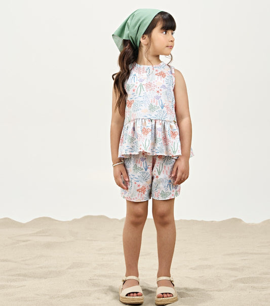 LAMON Girls Coral Top & Shorts Set 70218-VM0085