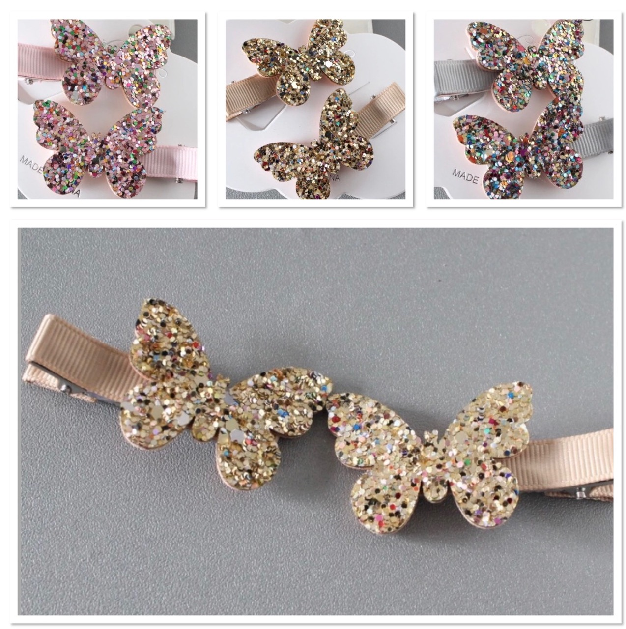 Glitter Butterfly Clips Set 