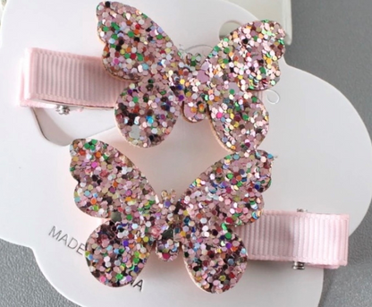 Glitter Butterfly Clips Set 