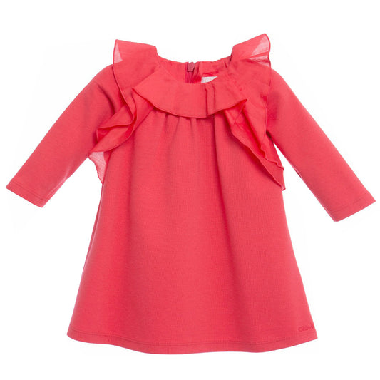 Chloe coral ruffle dress.