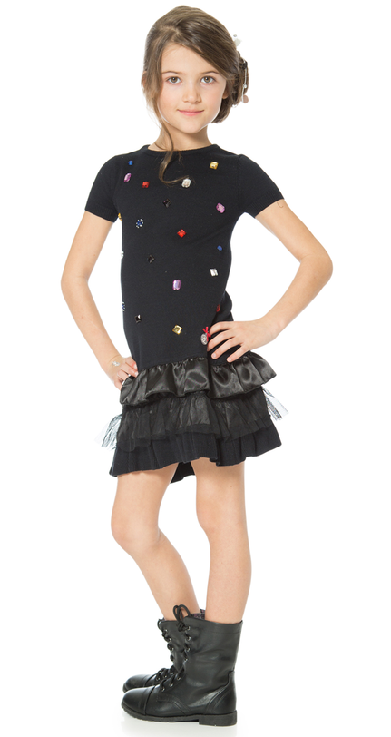 Deux par Deux girls knitted crystal dress.