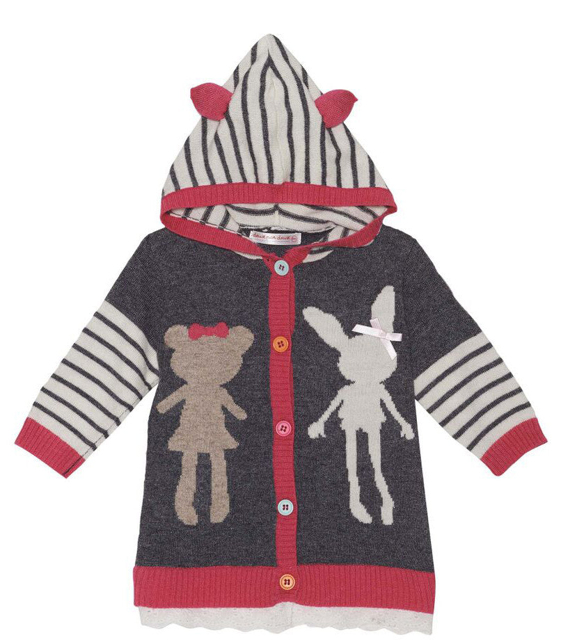 Deux par Deux girls knitted long cardigan. 