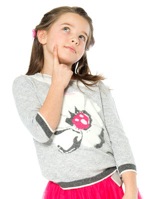 Deux par Deux girls grey poppy sweater.