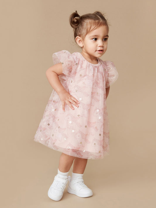 Huxbaby Unicorn Flutter Sleeve Dress HB112W23 