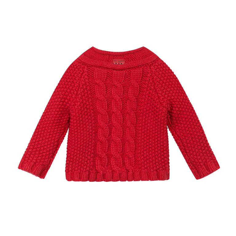 Jean Bourget girls red cardigan backside.