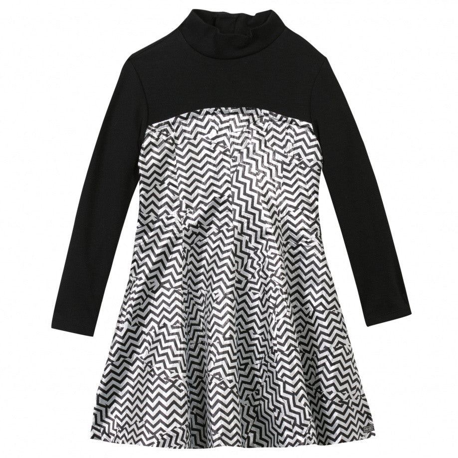 Kenzo girls dress in black and silver- front.