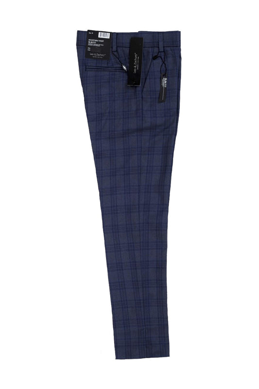  Leo & Zachary Suit Pants - Steel Blue Plaid (lz483-883)