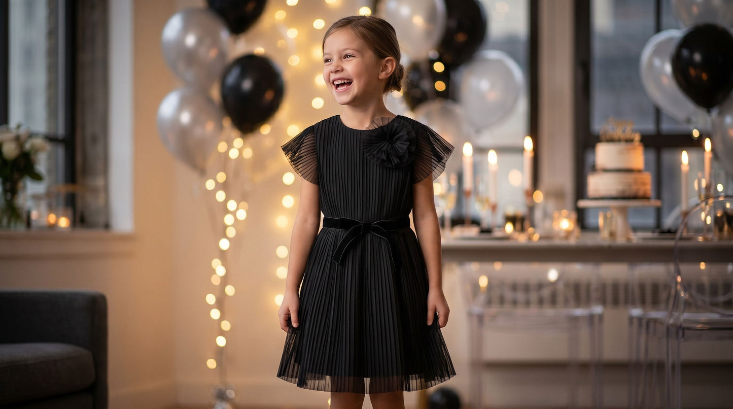 Naida Girls Black Dress NAAB206