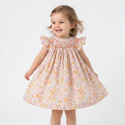 Luli & Me Floral Bouquet Bishop Dress 26SL181-PK