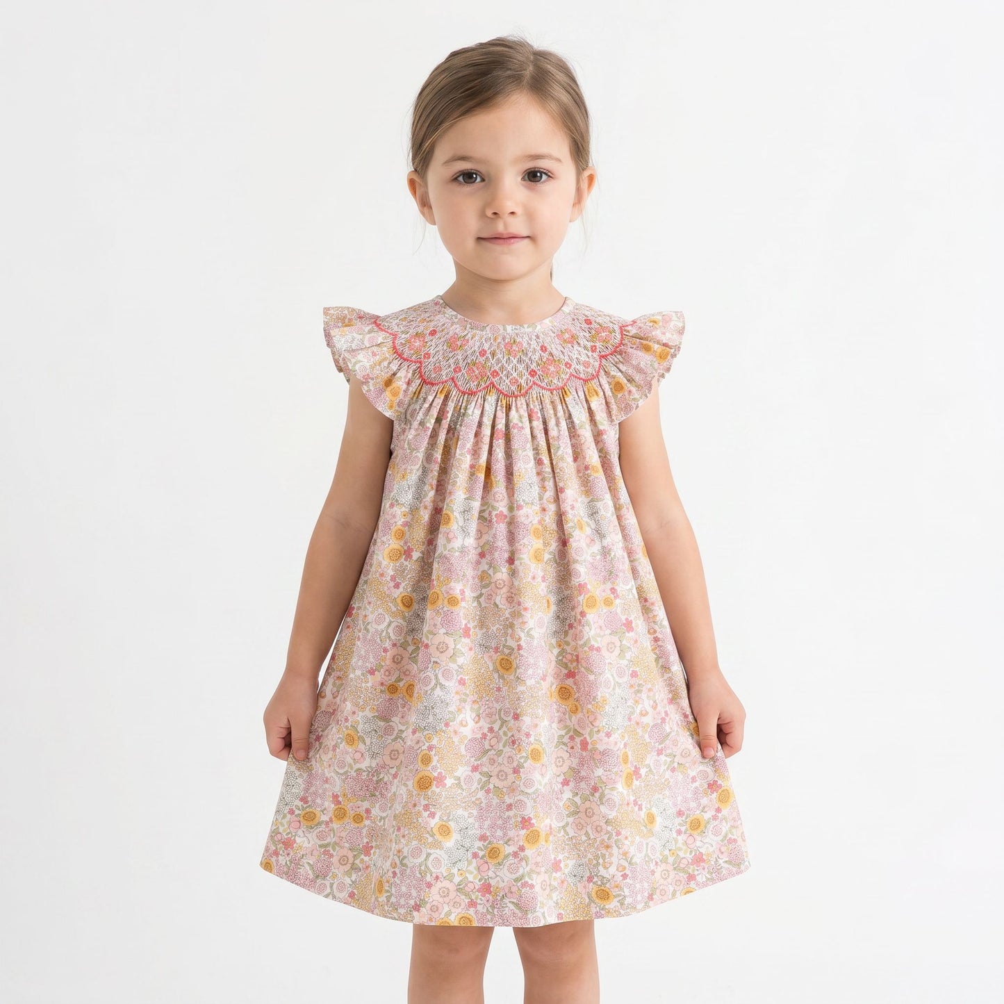 Luli & Me Floral Bouquet Bishop Dress 26SL181-PK