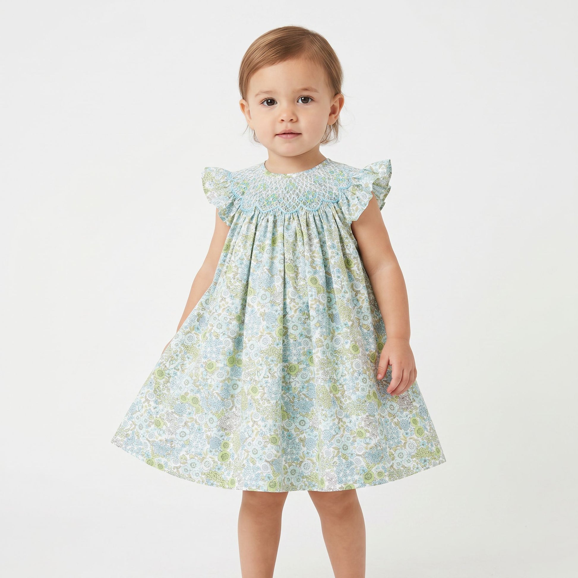 Luli & Me Miniflowers Feston Bishop Dress 26SL181-TU